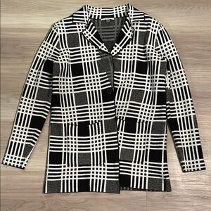 Sioni Plaid Jacket/Blazer Sweater XS Black/White Career Unconstructed Relaxed